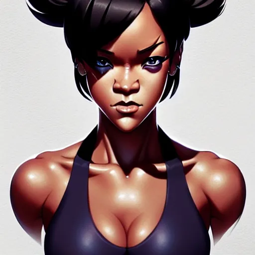 Image similar to buff rihanna, portrait shinkai makoto studio ghibli studio key hideaki anno sakimichan stanley artgerm lau rossdraws james jean marc simonetti elegant highly detailed digital painting artstation pixiv