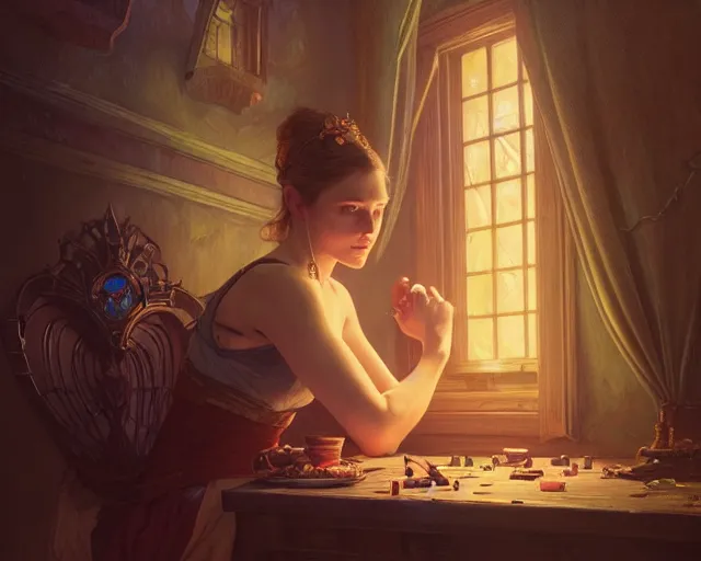 Image similar to photography of gregory crewdson, deep focus, d & d, fantasy, intricate, elegant, highly detailed, digital painting, artstation, concept art, matte, sharp focus, illustration, hearthstone, art by artgerm and greg rutkowski and alphonse mucha