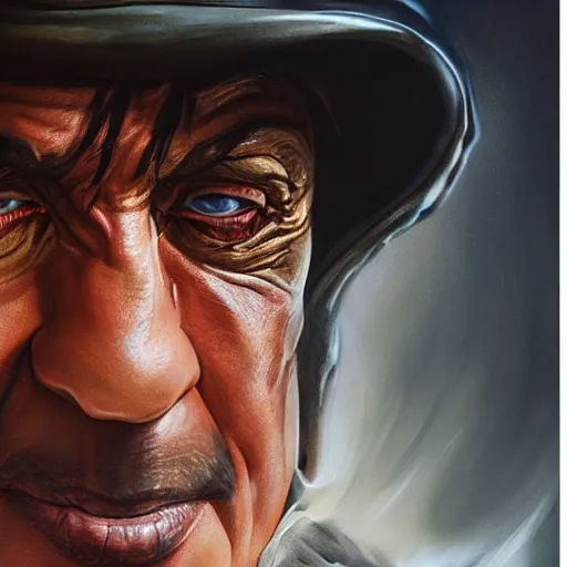 Prompt: close up sylvester stallone as alucard, elegant, highly detailed, centered, digital painting, artstation, concept art, smooth, sharp focus, illustration, artgerm, tomasz alen kopera, peter mohrbacher, donato giancola, joseph christian leyendecker, wlop, frank frazetta