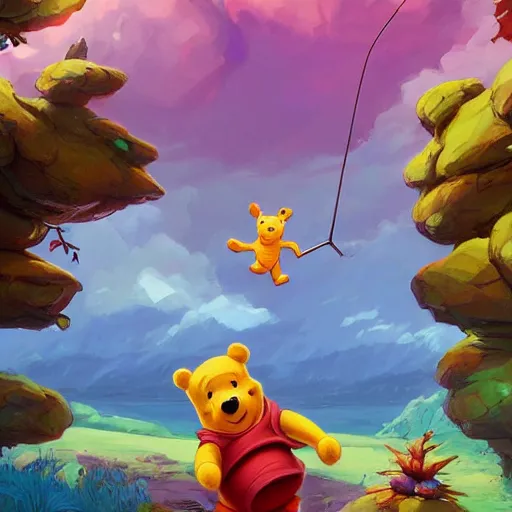 Prompt: winnie the pooh fantasy art apex fortnite video game icon, 2 d game art gta 5 cover, official fanart behance hd artstation by jesper ejsing, by rhads, makoto shinkai and lois van baarle, ilya kuvshinov, rossdraws