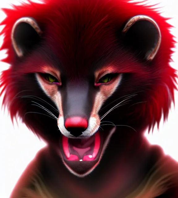 Image similar to furry - male - red - black - weasel - chaos theorist - fursona uhd ue 5 visual novel pc game expressions, photorealistic