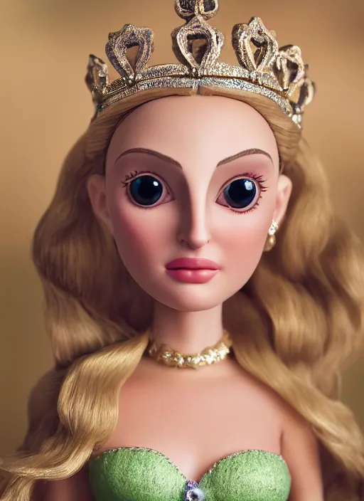 Prompt: closeup face profile portrait of tin toy natalie portman as a blonde fairytale princess wearing a crown eating cakes, bikini, depth of field, zeiss lens, detailed, symmetrical, centered, fashion photoshoot, by nicoletta ceccoli, mark ryden, lostfish, breathtaking, 8 k resolution, extremely detailed, beautiful, establishing shot, artistic, hyperrealistic, octane render