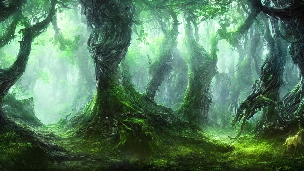 Prompt: fantasy forest, epic digital art, wallpaper