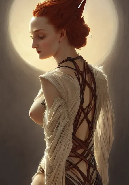 Image similar to sansa witch mummy deid, intricate, elegant, highly detailed, digital painting, artstation, concept art, smooth, sharp focus, illustration, art by artgerm and greg rutkowski and alphonse mucha and william - adolphe bouguereau