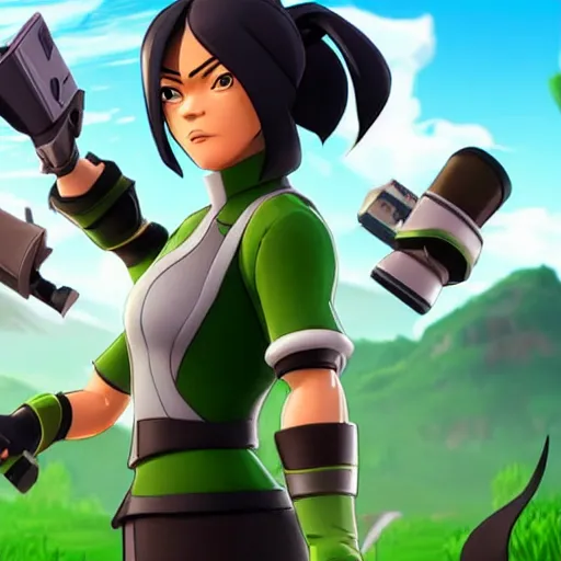 Image similar to toph beifong in fortnite, character render, full body shot, highly detailed, in game render