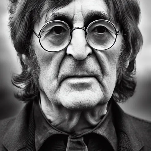 Image similar to old john lennon, george harrison, paul mccartney, ringo starr at age 9 0 years old, color ( sony a 7 r iv, symmetric balance, polarizing filter, photolab, lightroom, 4 k, dolby vision, photography award ), vogue, perfect face