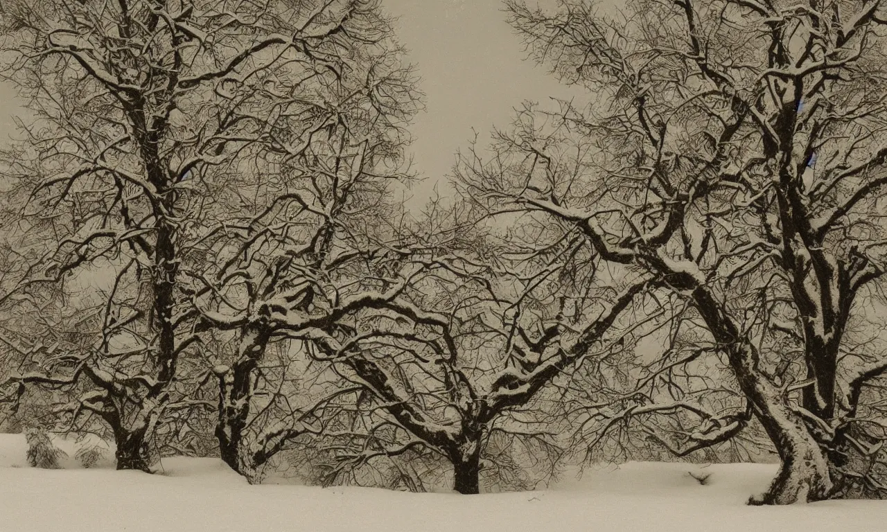 Prompt: old tree fades When the ground rises To catch a flake of snow visual poem in the art style of Peter Paul Rubens