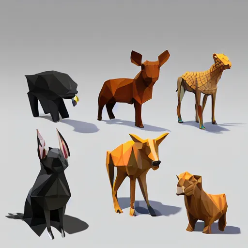 Prompt: low-poly animal 3d model pack