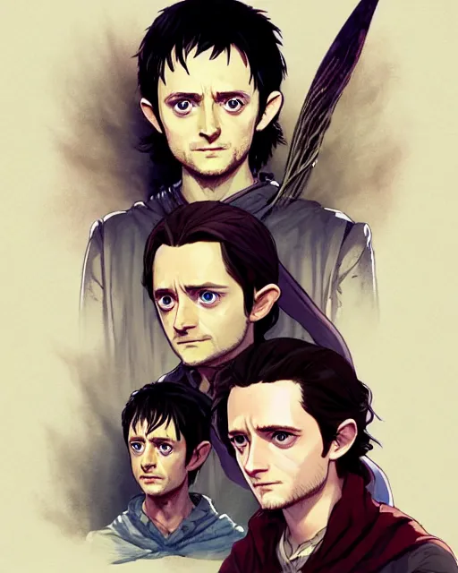 Image similar to poster Anime playing as Elijah Wood in Lord of The Rings || cute-fine-face, pretty face, realistic shaded Perfect face, fine details. Anime. realistic shaded lighting by Ilya Kuvshinov katsuhiro otomo ghost-in-the-shell, magali villeneuve, artgerm, Jeremy Lipkin and Michael Garmash and Rob Rey Elijah Wood in Lord of The Rings
