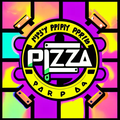 Prompt: 9 0 s pizza party team logo, esports vector logo art. neon colors. vaporwave. trending on artstation, artgerm. 4 k.