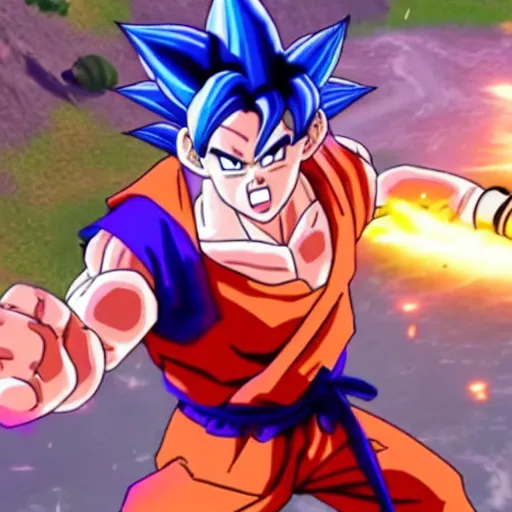 Image similar to still of goku from fortnite