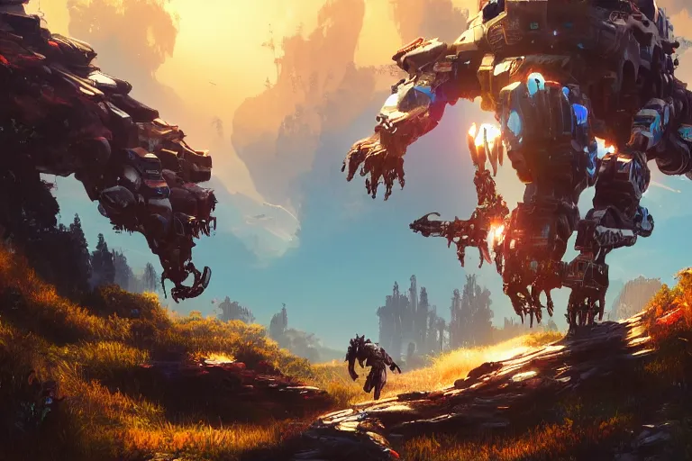 Image similar to snapmaw machine mecanical creature robot of horizon forbidden west horizon zero dawn bioluminiscence global illumination ray tracing hdr fanart arstation by ian pesty and alena aenami artworks in 4 k