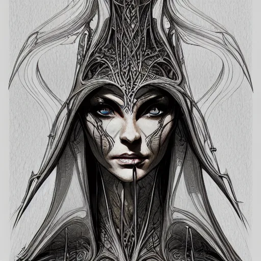 Prompt: centered concept art elven ,intricate, veins, by Hugo pratt, ultradetailed, charachter design, concept art, trending on artstation,