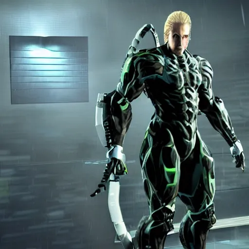 Image similar to Bob Odenkirk as Monsoon from Metal Gear Rising, photorealistic, Cinematic Lighting,