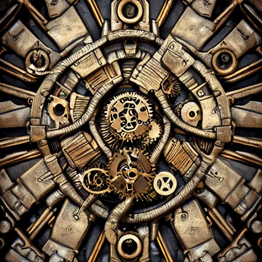 Prompt: A steampunk sacred tree portrait made of engraved full plate armor and gears, Macro shot by Justin Gerard, unreal engine, physically based rendering