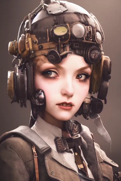 Image similar to dieselpunk girl kawaii, ultra realistic, concept art, intricate details, highly detailed, photorealistic, octane render, 8 k