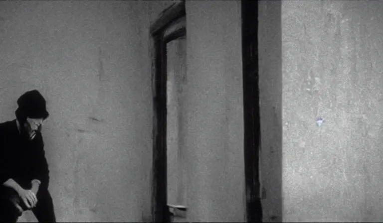 Image similar to Doug Walker crying in an empty room, film still, by Andrei Tarkovsky