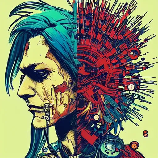 Image similar to cyberpunk lion implants cyborg portrait illustration, pop art, splash painting, art by geof darrow, ashley wood, alphonse mucha, makoto shinkai