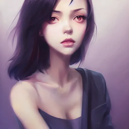 Image similar to elegant girl in urban outfit, cute fine face, rounded eyes, digital painting, fan art, pixiv, by ilya kuvshinov, katsuhiro otomo ghost in the shell, magali villeneuve, artgerm, jeremy lipkin and michael garmash and rob rey