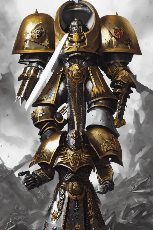 Image similar to armor portrait heros warhammer 4 0 k horus heresy fanart - the primarchs emperor by johannes helgeson animated with vfx concept artist & illustrator global illumination ray tracing hdr fanart arstation zbrush central hardmesh 8 k octane renderer comics stylized