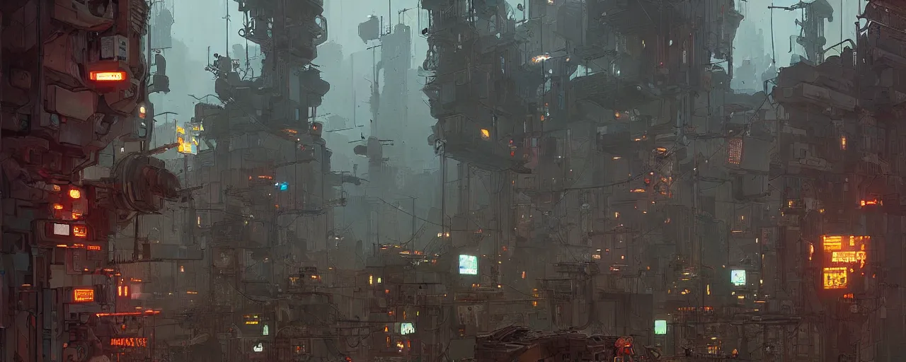 Image similar to machine city by ian mcque, cyberpunk, masterpiece, very detailed, atmospheric