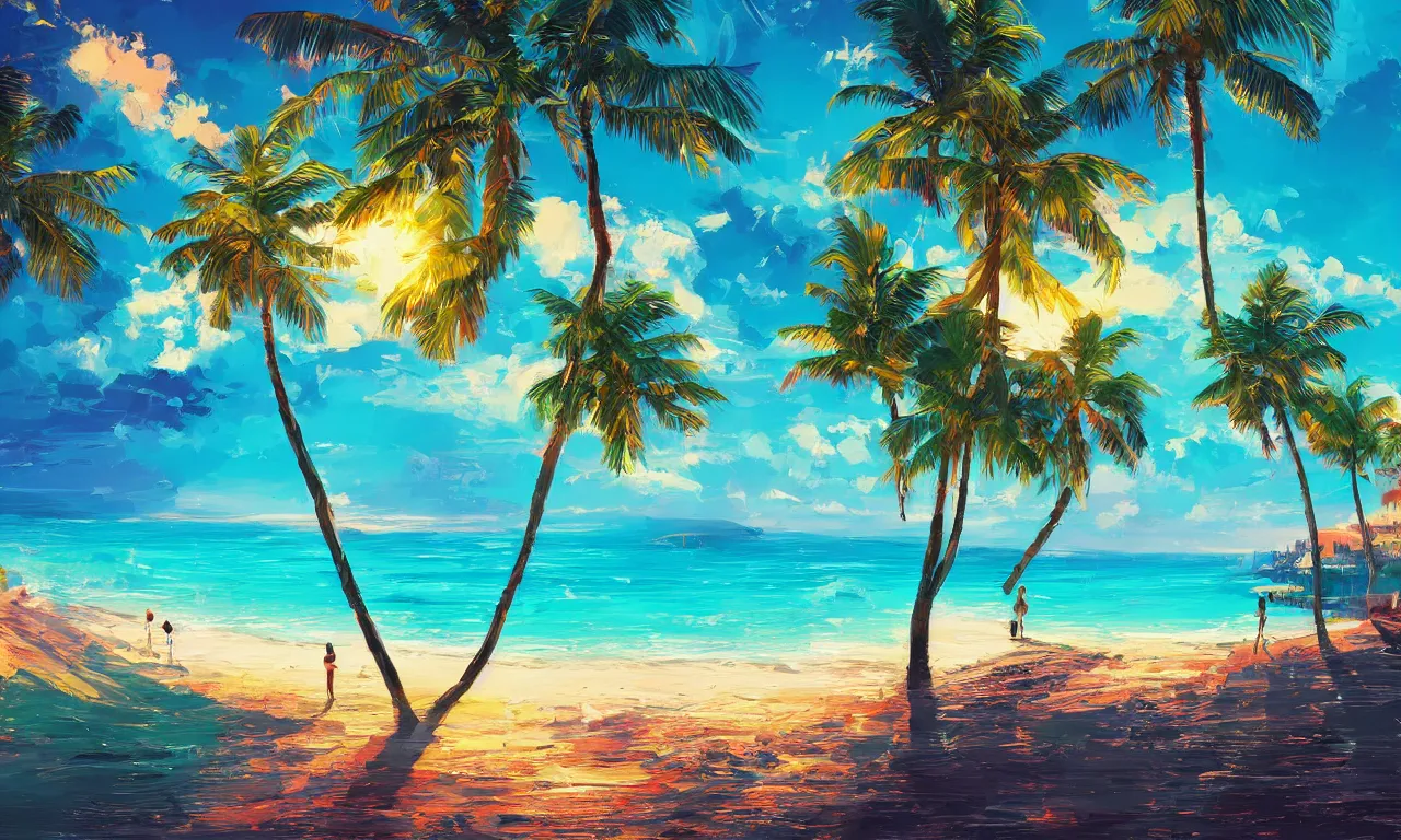 Image similar to paradise beach by alena aenami artworks in 4 k