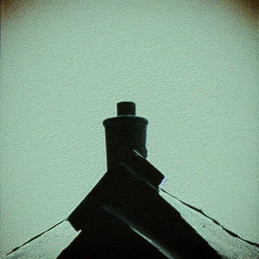 Image similar to a grainy realistic photograph of santa ontop of a rooftop climbing down a chimney at night, shot on an old polaroid camera, grainy vhs texture 4 k, realistic, unreal engine 5, sharp details, 3 0 0 dpi