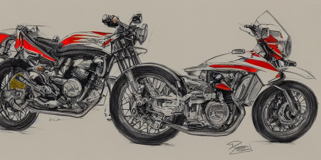 Image similar to 1980s motorcycle sketch concept art, high detail, high definition, 8k