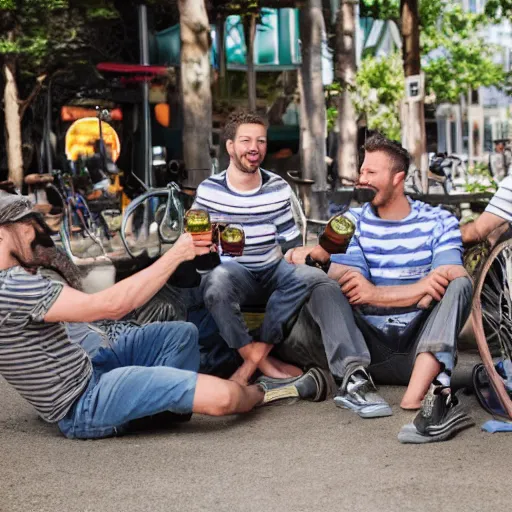 Image similar to bicycle crew drinking beer