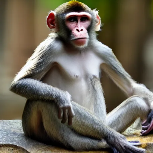 Prompt: monkey meditating, realistic ultra detailed photo