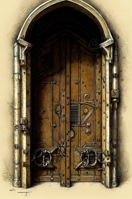 Prompt: ( ( ( ( ( complex medieval ornate door. muted colors. ) ) ) ) ) by jean - baptiste monge!!!!!!!!!!!!!!!!!!!!!!!!!!! high resolution