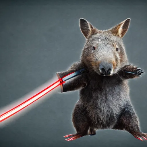 Image similar to wombat in cybernetic ninja gear wielding a samurai sword, realize digital art, 4 k