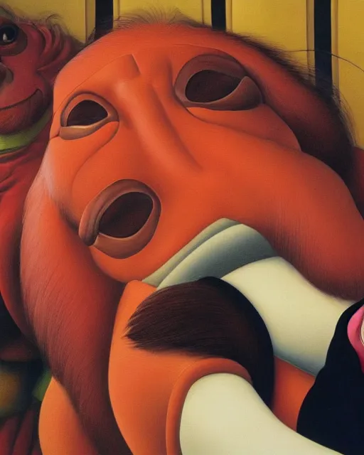 Prompt: a fernando botero painting of jar jar binks on naboo