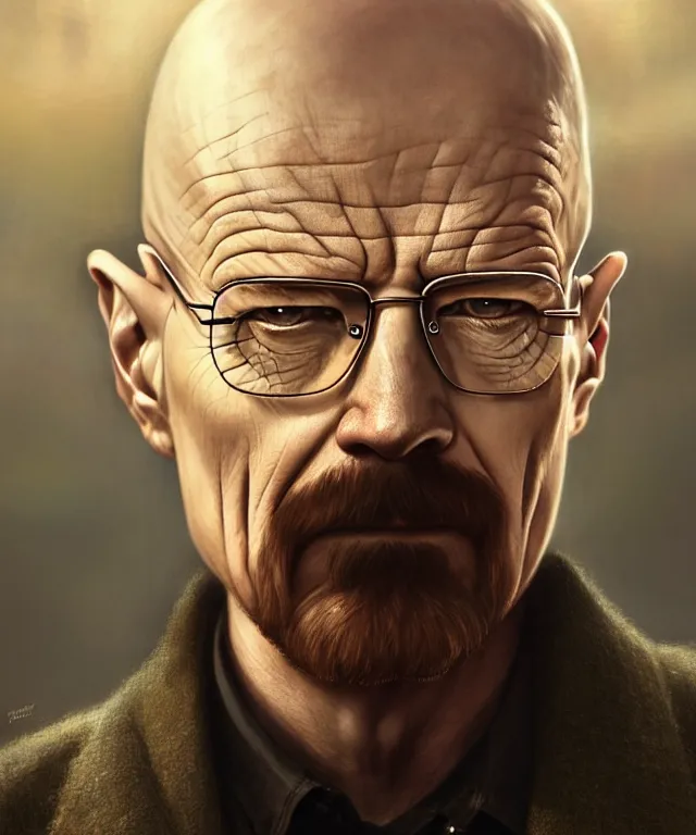 Image similar to Walter White as a nature prophet, sci-fi, amber eyes, face, long hair, fantasy, intricate, elegant, highly detailed, digital painting, artstation, concept art, smooth, sharp focus, illustration, art by artgerm and greg rutkowski and alphonse mucha