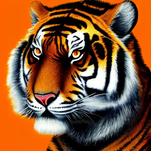 Image similar to “portrait of tiger in the style of metamask holding a laser gun, with a dark background behind him”