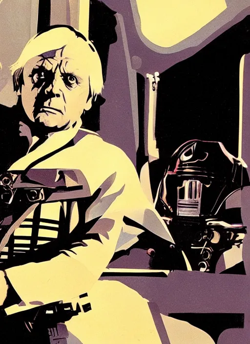Image similar to Anthony Hopkins as Luke Skywalker illustration by Syd Mead