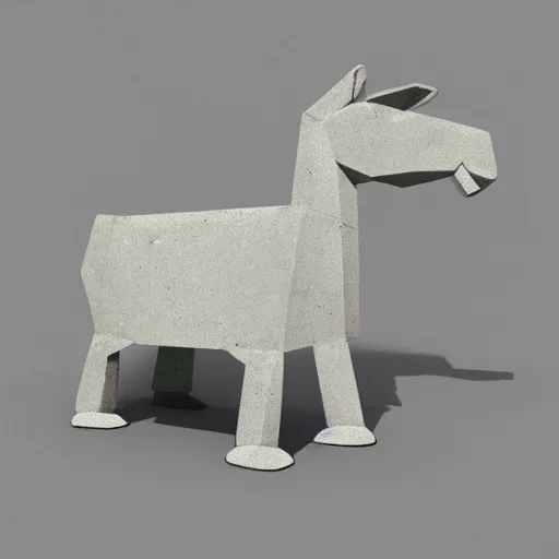 Image similar to donkey made of concrete artstyle