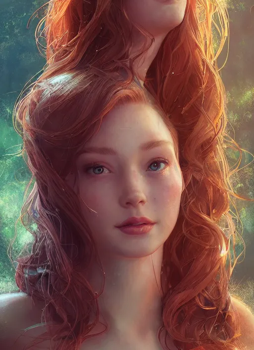 Prompt: princess ariel, naturel, hyper detailed, digital art, trending in artstation, cinematic lighting, studio quality, smooth render, unreal engine 5 rendered, octane rendered, art style by klimt and nixeu and ian sprigger and wlop and krenz cushart