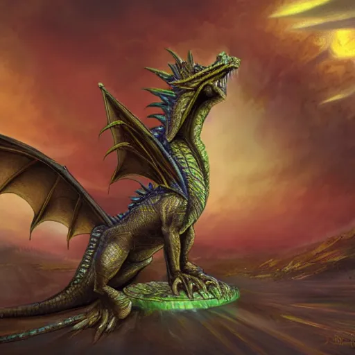 Image similar to babylon dragon, fantasy art,