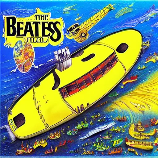 Prompt: The Beatles Yellow Submarine, hyper realistic, HD, HQ, photo realistic