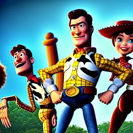 Prompt: Wide shot, Hugh Jackman stars in the action road-trip comedy, Wolverine Ate, from Toy Story, Woody\'s Homework.