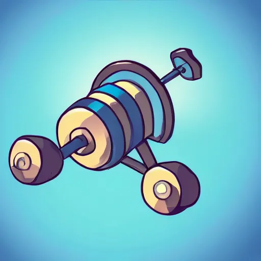 Image similar to a cute chubby cannon, stylized, digital art, blue scheme, mobile game