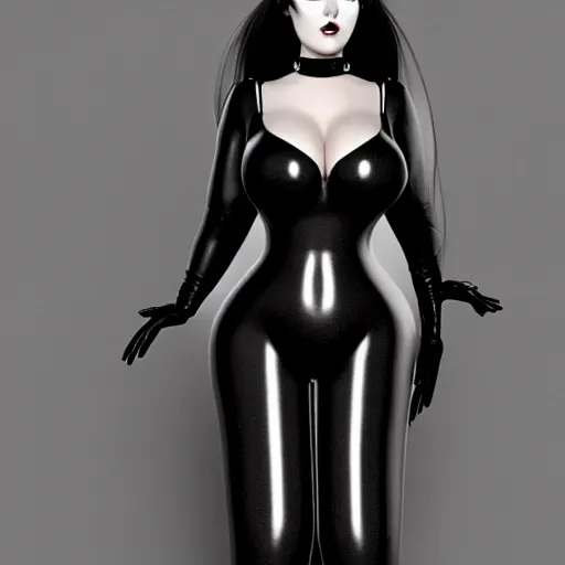 Prompt: curvy feminine goth woman with dignified elaborate tight black-silver nylon and latex gown, black choker necklace, inviting posture, photorealistic, cgsociety, sublime, 16k, smooth, sharp focus, ArtStation, hyperdetailed, volumetric lighting