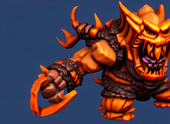 Prompt: raging oni squashling head, stylized stl, 3 d render, activision blizzard style, hearthstone style, darksiders art style