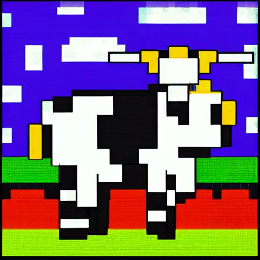 Image similar to a cow in a space suit, pixel art