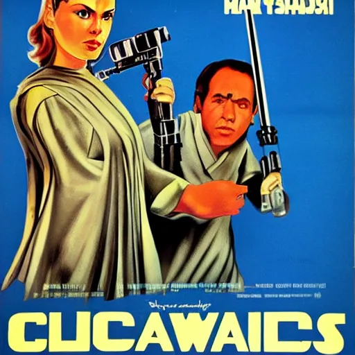 Prompt: 1970 movie poster of communist cuban propaganda star wars