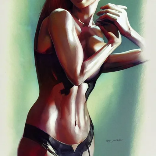 Prompt: beautiful female android by peter andrew jones and akihiko yoshida, rule of thirds, seductive look, beautiful