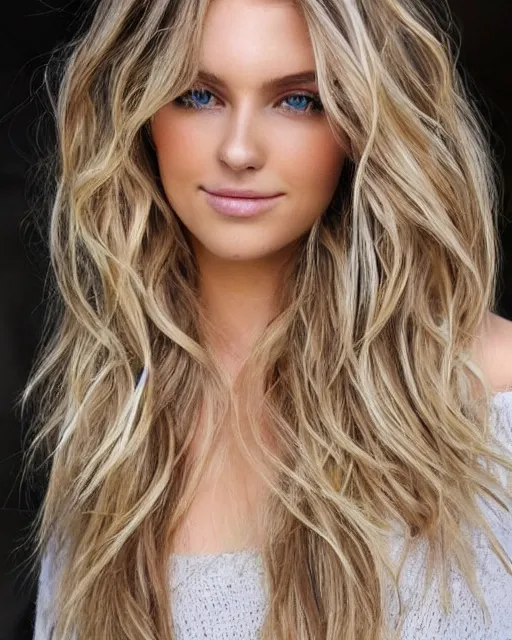 Image similar to beautiful woman, wavy blonde hair