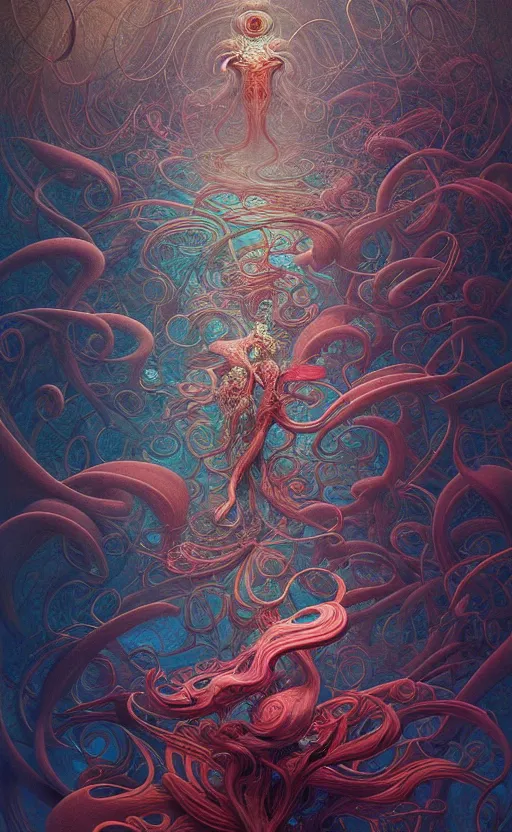 Prompt: a whirlwind of souls rushing inside the metaverse, gorgeous, great barrier reef, intricate, in the style of james jean, brian froud, zdzisław beksinski, hyperdetailed, sharp focus, intricate concept art, digital painting, ambient lighting, 1 6 k, trending on artstationhq, hyper quality