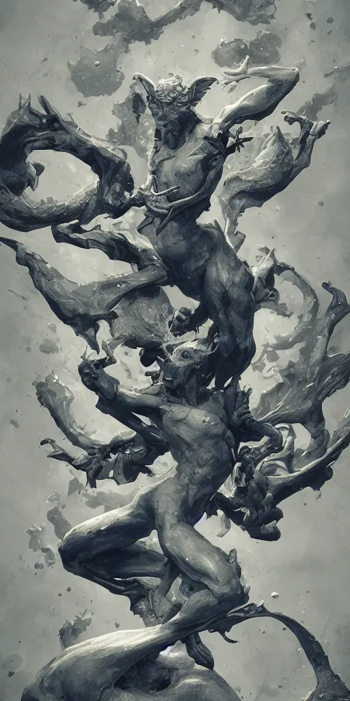 Prompt: highly detailed beautiful photography of gargoyle, splash, sharp focus, dynamic lighting, elegant harmony, beauty, masterpiece, by riccardo federici, by james jean, by craig mullins, by lois van baarle, by makoto shinkai, by greg tocchini, by greg rutkowski, illustration, ink draw, pen, blue background